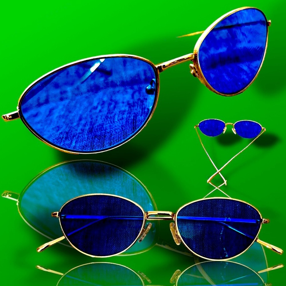 Eye Buy Direct silver cat eye +2.5 dark blue progressive lens sunglass r…